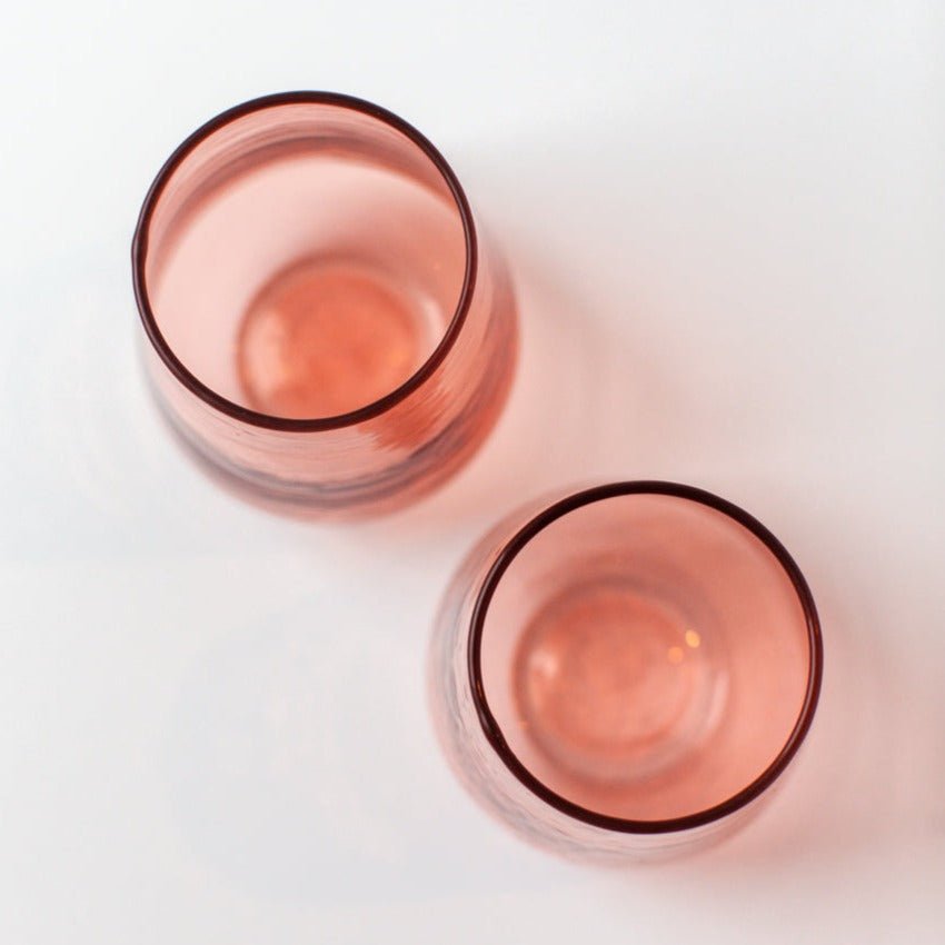 Handblown Hammered Glass Water Tumbler, Blush - set of 4 - House No.23