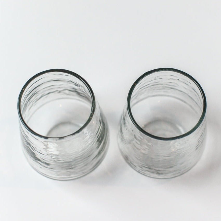 Handblown Hammered Glass Water Tumbler, Clear - set of 4 - House No.23