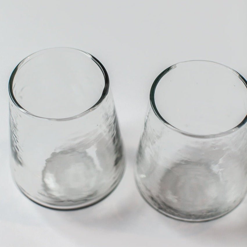 Handblown Hammered Glass Water Tumbler, Clear - set of 4 - House No.23