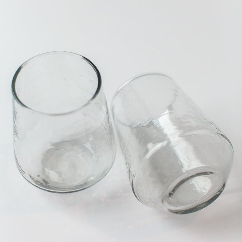 Handblown Hammered Glass Water Tumbler, Clear - set of 4 - House No.23