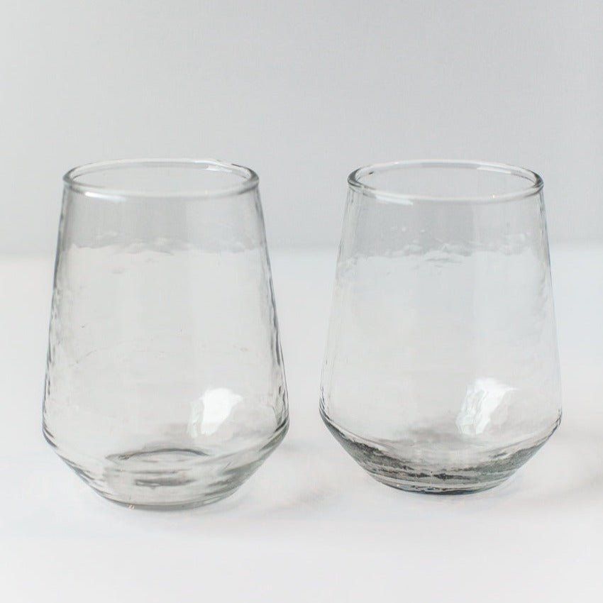 Handblown Hammered Glass Water Tumbler, Clear - set of 4 - House No.23