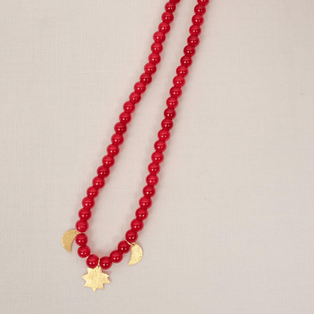 Red Crystal Moon Necklace - House No.23