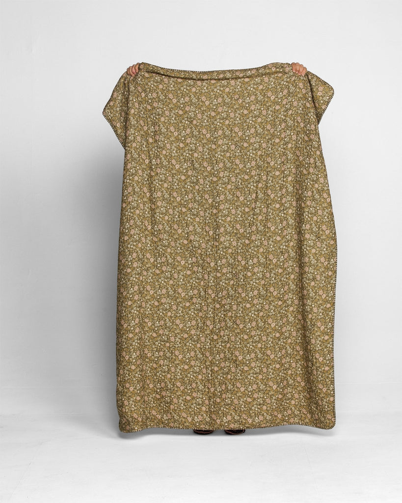 Cottage-style Sherpa blanket in moss floral by House no.23— perfect cozy winter gift