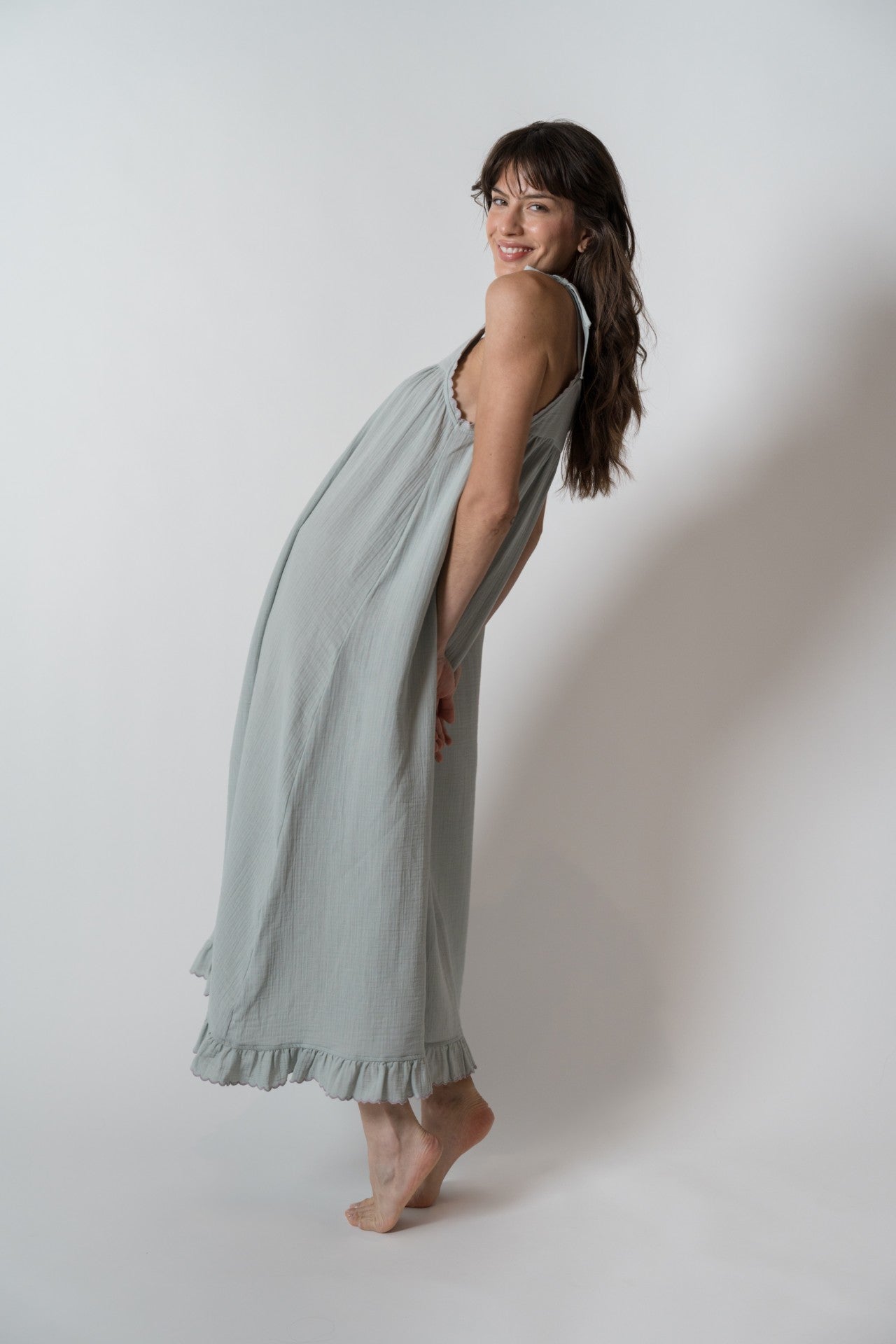 organic cotton house dress Whimsy Strokes Lounge Dress | Oversized Dress | Jersey Organic Cotton | House Dress | Full length Sleep Shirt & pockets