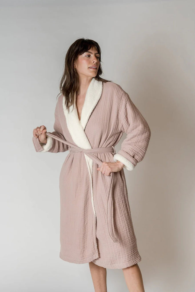 Sample Production - Alaia Sherpa Robe in Dusty Rose (M/L) - House No.23