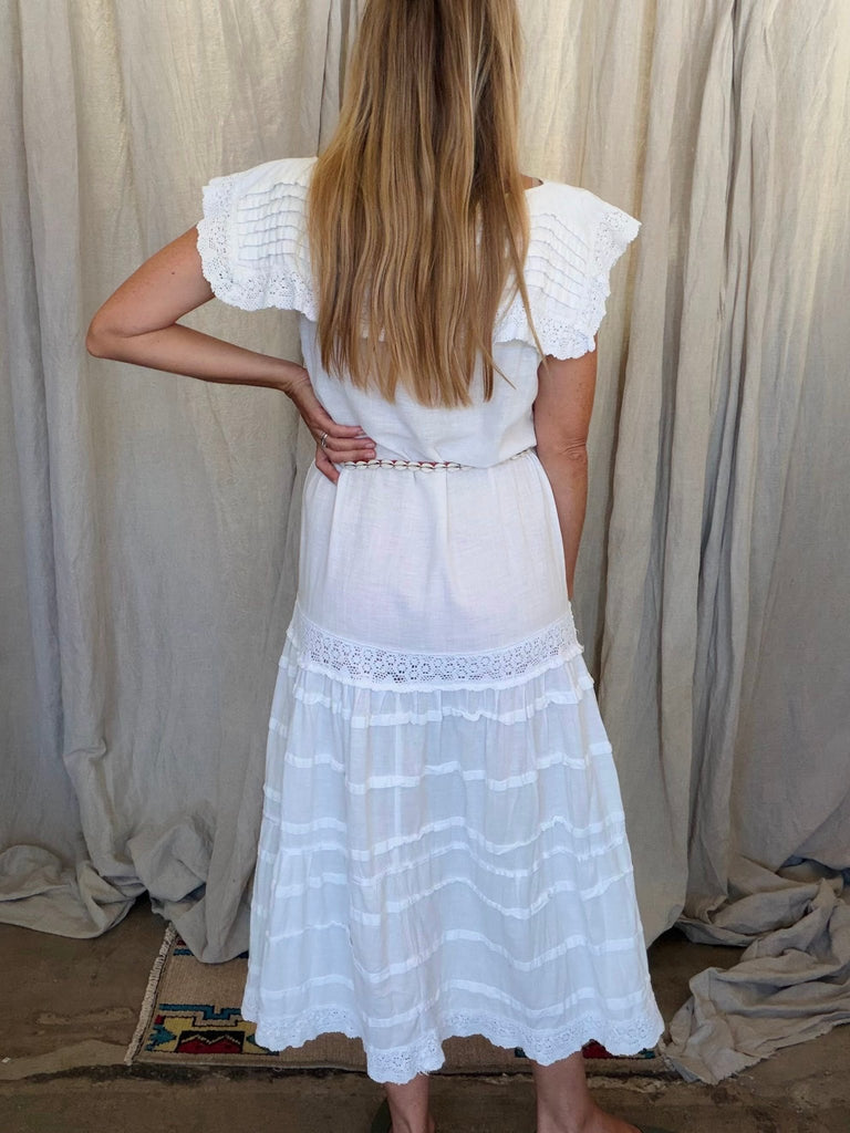 white lace peasant dress Pintuck and Crochet – House No.23 Size:17
