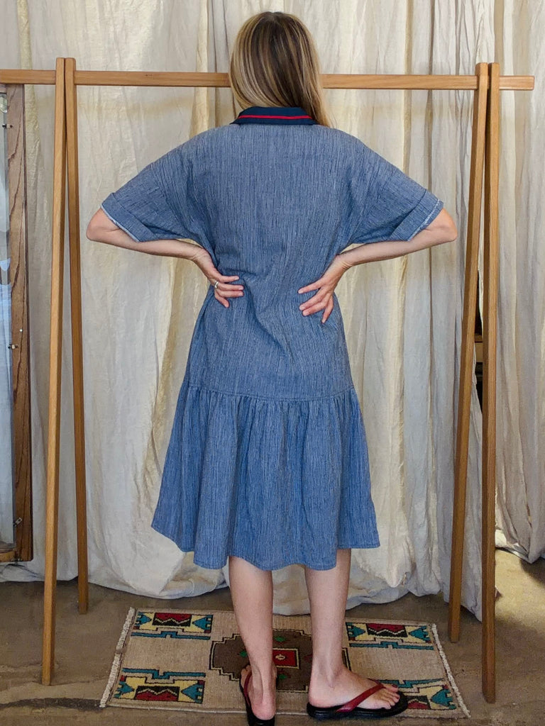 Sailor Collar Drop Waist Woven Dress