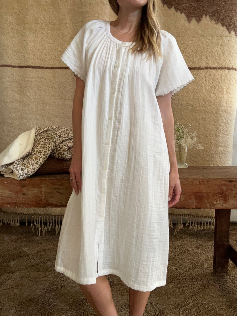 Organic Cotton Gauze Chloe Market Dress - White - House No.23