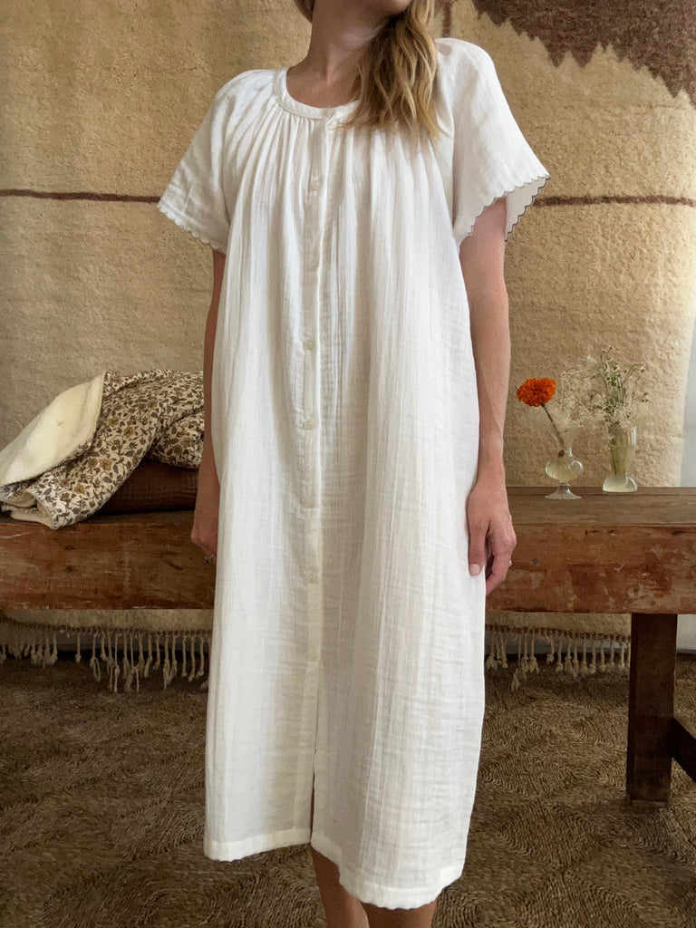 Organic Cotton Gauze Chloe Market Dress - White - House No.23