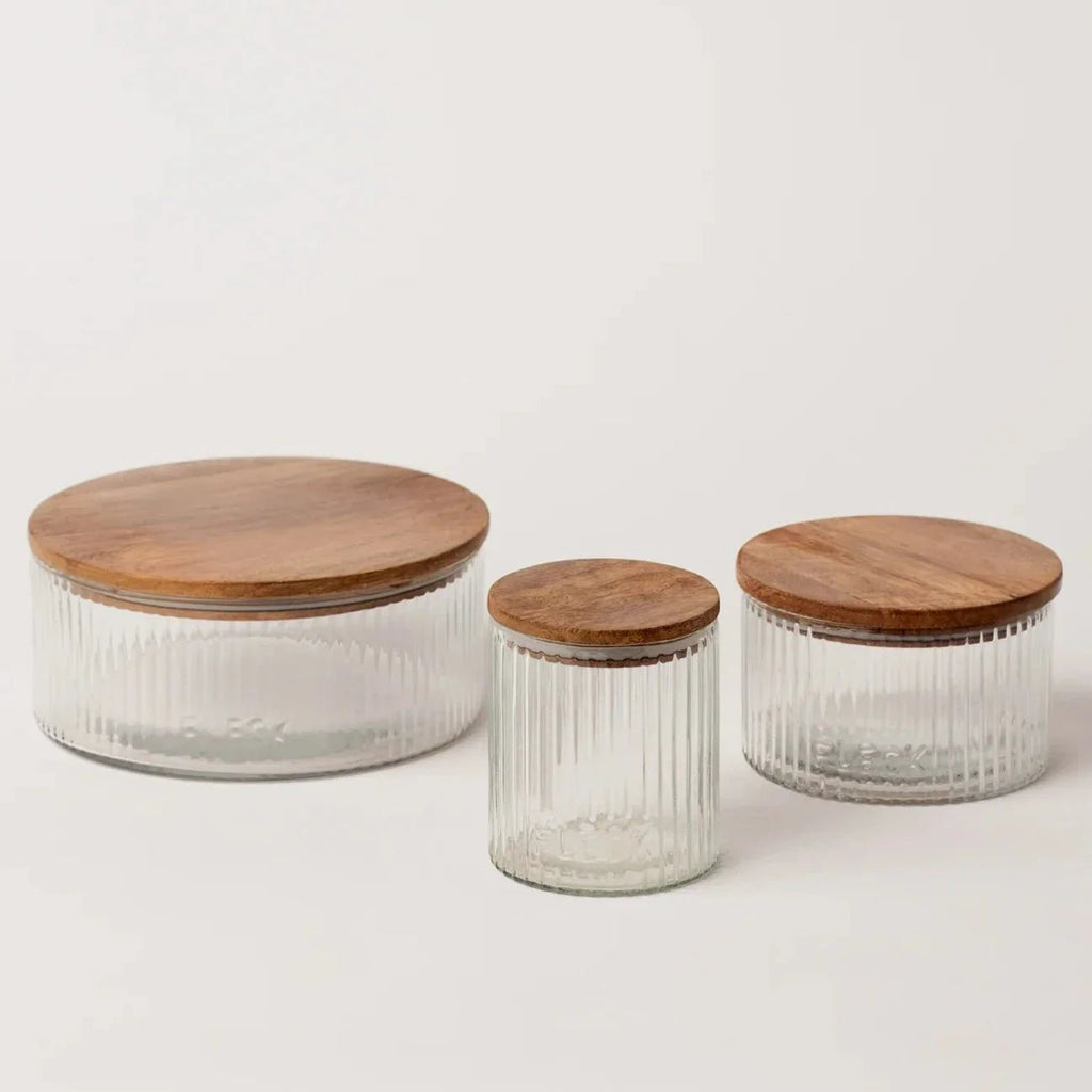 Fluted Glass Storage Jars - set of 3 - House No.23