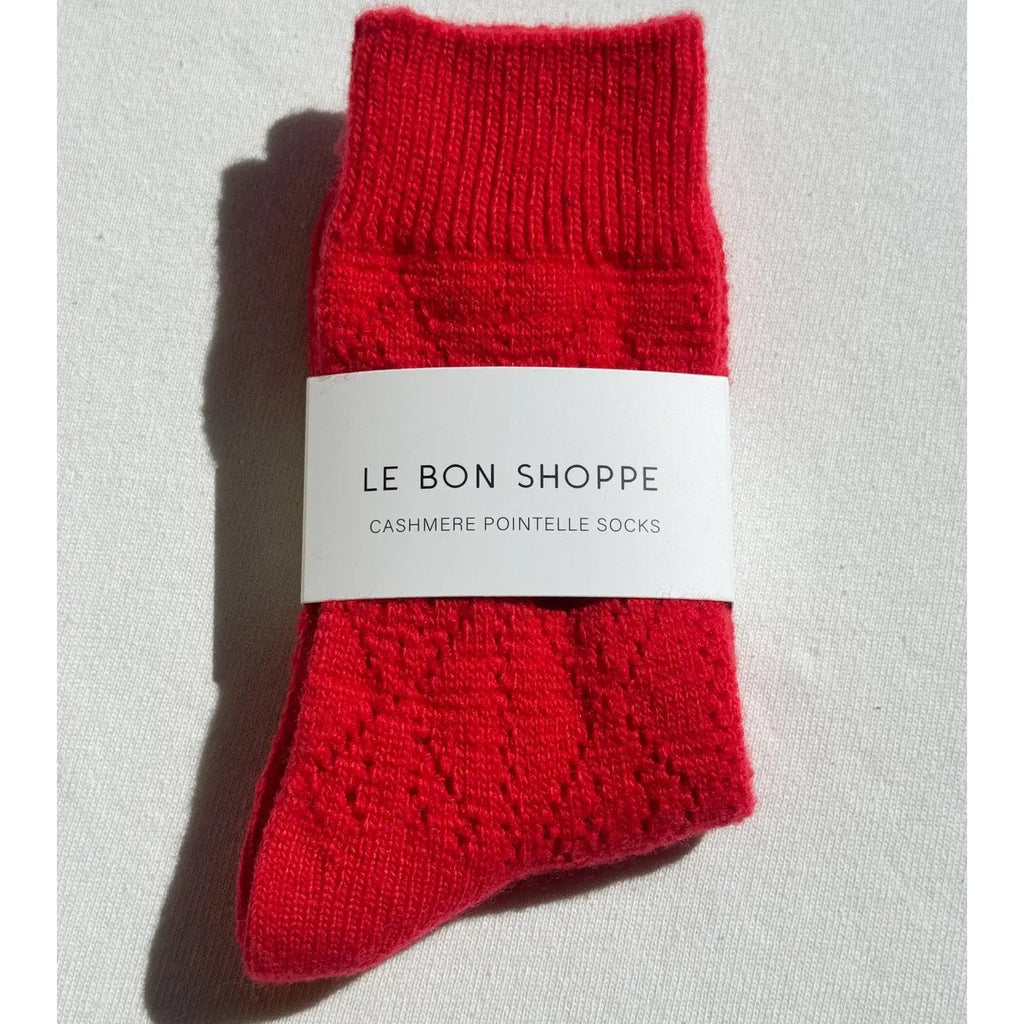 Cashmere Pointelle Socks - Red - House No.23