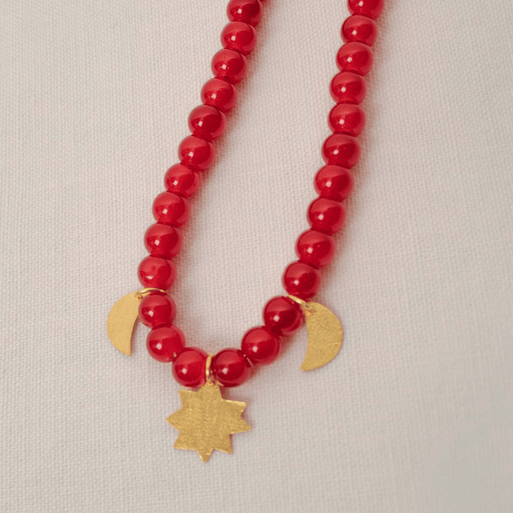 Red Crystal Moon Necklace - House No.23