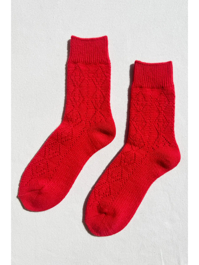 Cashmere Pointelle Socks - Red - House No.23