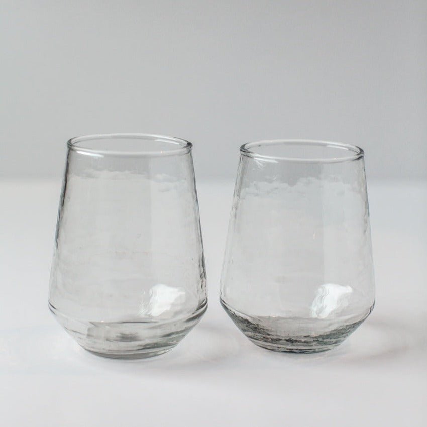 Handblown Hammered Glass Water Tumbler, Clear - set of 4 - House No.23