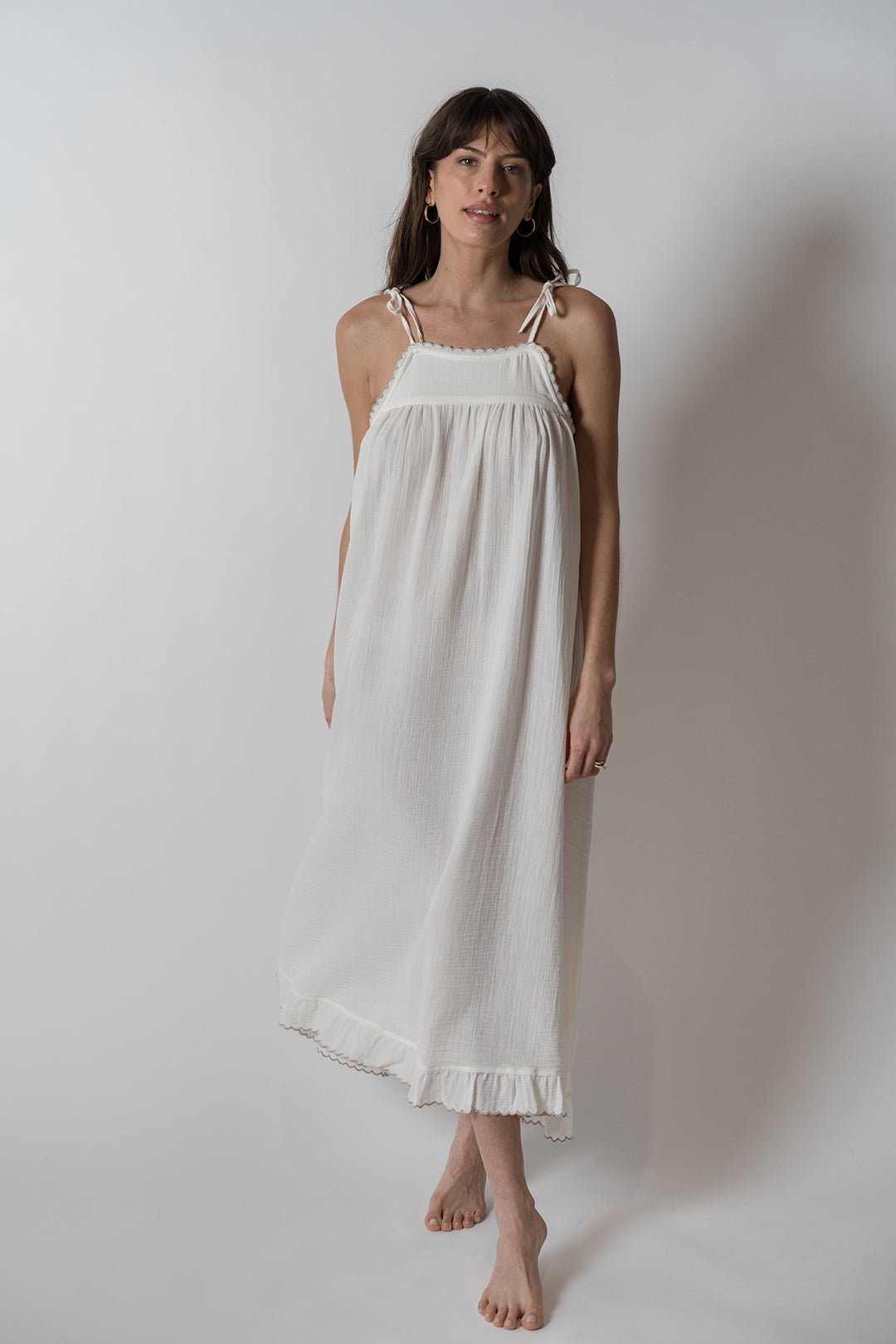 alaia white dress Organic Cotton Gauze Alaia Nightgown Slip Dress – House No.23