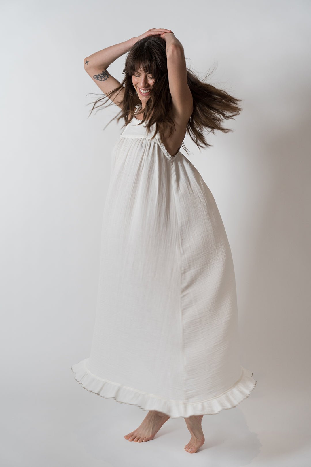 alaia white dress Organic Cotton Gauze Alaia Nightgown Slip Dress – House No.23