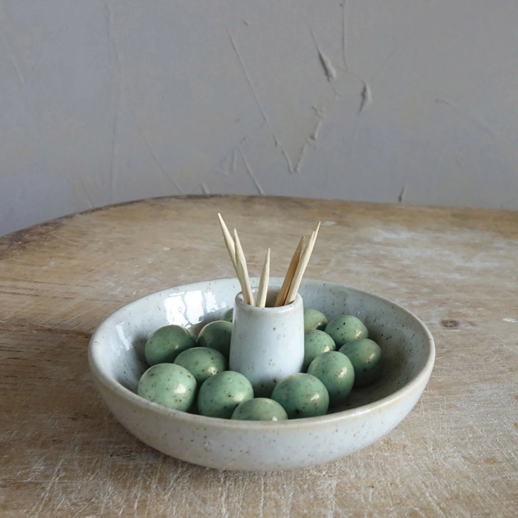 Stoneware Dish with Toothpick Holder - House No.23