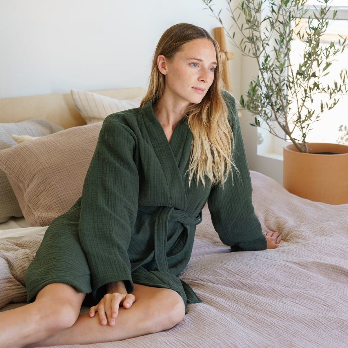 Forest Green Robe | Organic Cotton Robes | Turkish Cotton | Fall Color ...