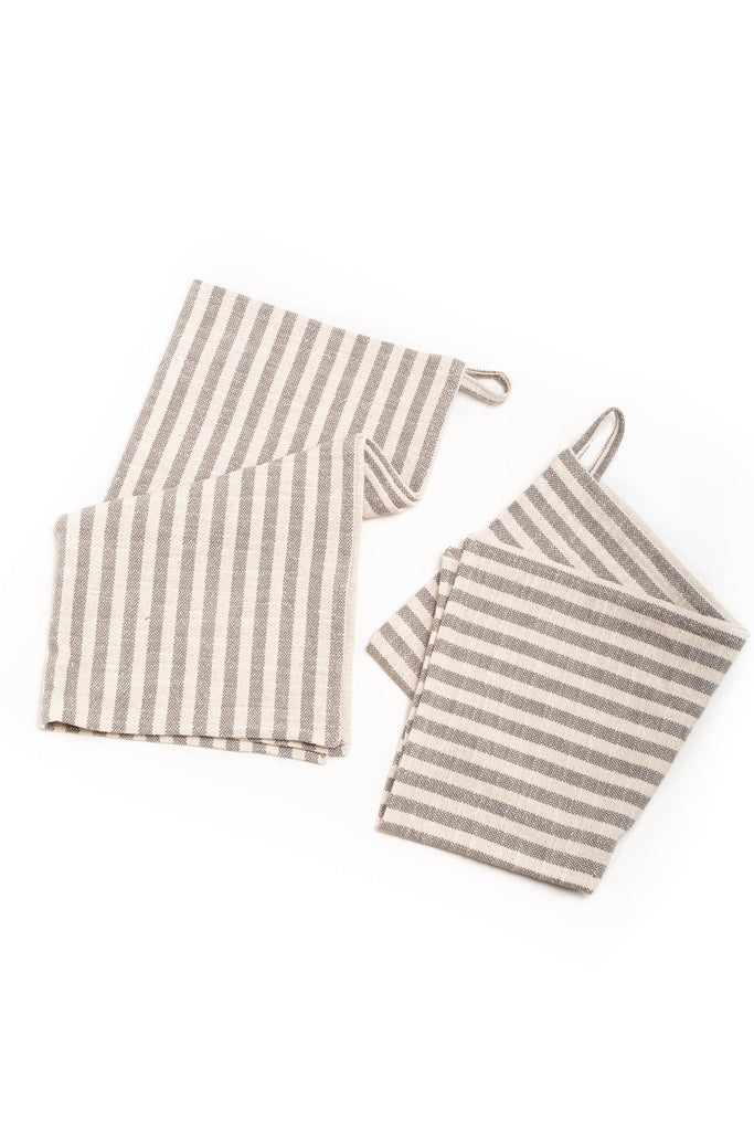 grey and cream striped hand towel 